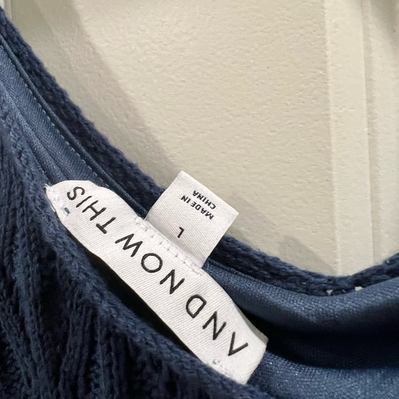 And Now This crochet midi dress sleeveless navy blue size large - Picture 3 of 6